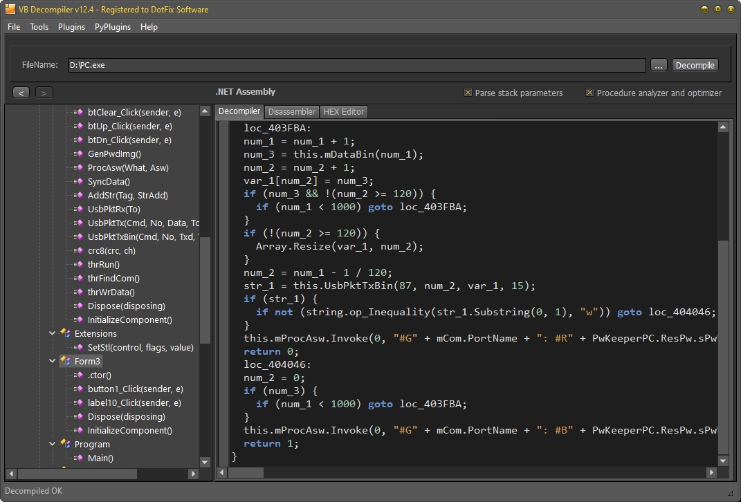 Еще одна обработка блоков C# If в VB Decompiler